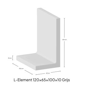 L-Element 120x65x100x10 Grijs Zichtbeton